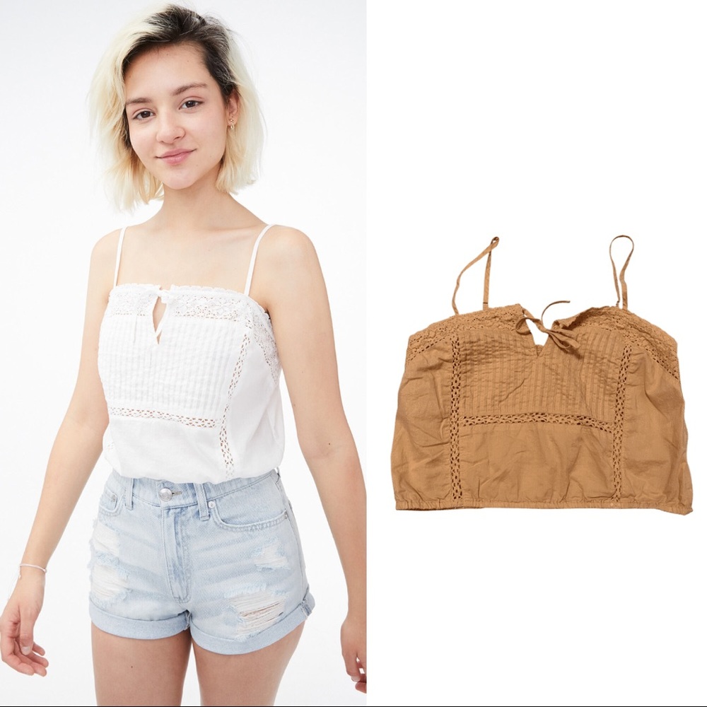 Aeropostale Orange Lace Inset Cropped Cami Size Small